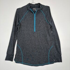 Latched Mama Women Nursing Pullover XL Gray Teal Quarter Zip Activewear 9118